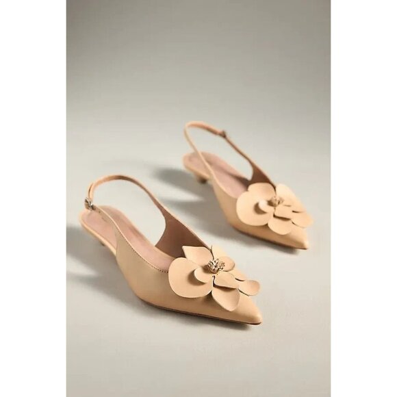 Anthropologie Maeve Floral Slingback Heels 37 - Picture 1 of 2